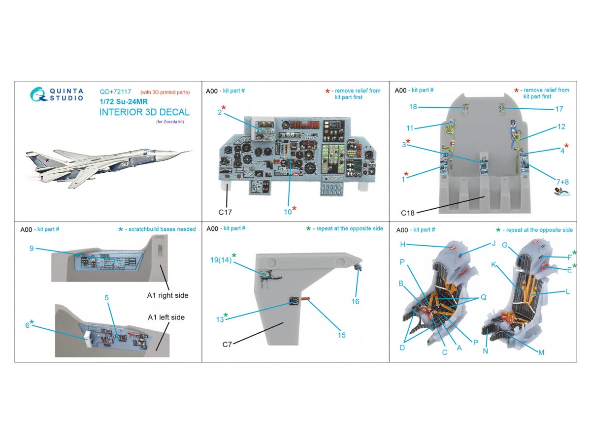 Quinta Studio QD+72117 Su-24MR 3D-Printed coloured Interior on decal paper (Zvezda) (with 3D-printed resin part) 1/72 – zdjęcie 2
