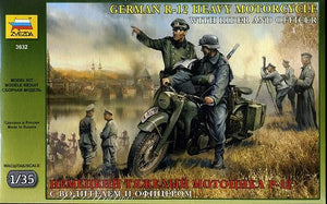 Zvezda 3632 German R-12 Heavy Motorcycle with rider and officer 1/35