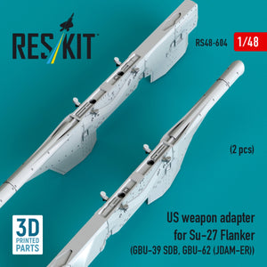 RESKIT RS48-0604 US weapon adapter for Su-27 Flanker (2 pcs) (GBU-39 SDB, GBU-62 (JDAM-ER)) (3D Printed) 1/48