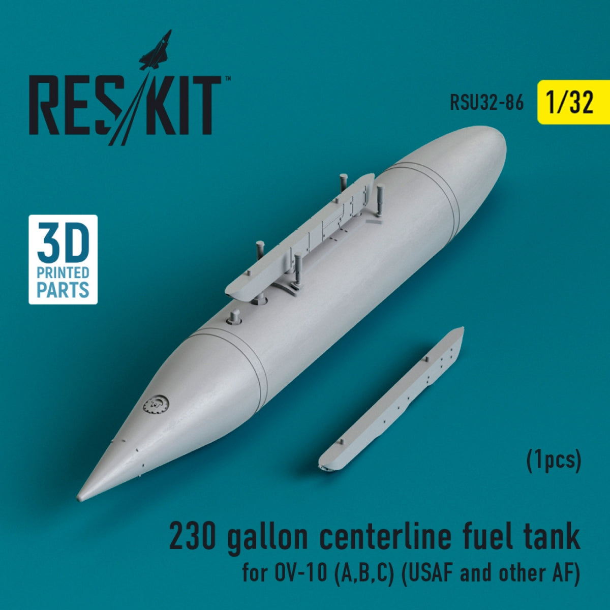 Réservoir de carburant central RESKIT RSU32-0086 de 230 gallons pour OV-10 (A, B, C) (USAF et autres forces aériennes) (1 pièce) (Impression 3D) 1/32