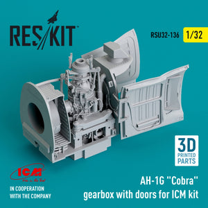Boîte de vitesses RESKIT RSU32-0136 AH-1G Cobra avec portes pour kit ICM (Impression 3D) 1/32