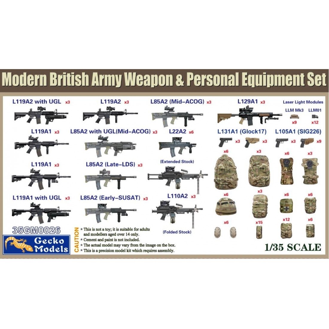Gecko Models 35GM0026 British Army Weapon &amp;amp; Equipment Set 1/35