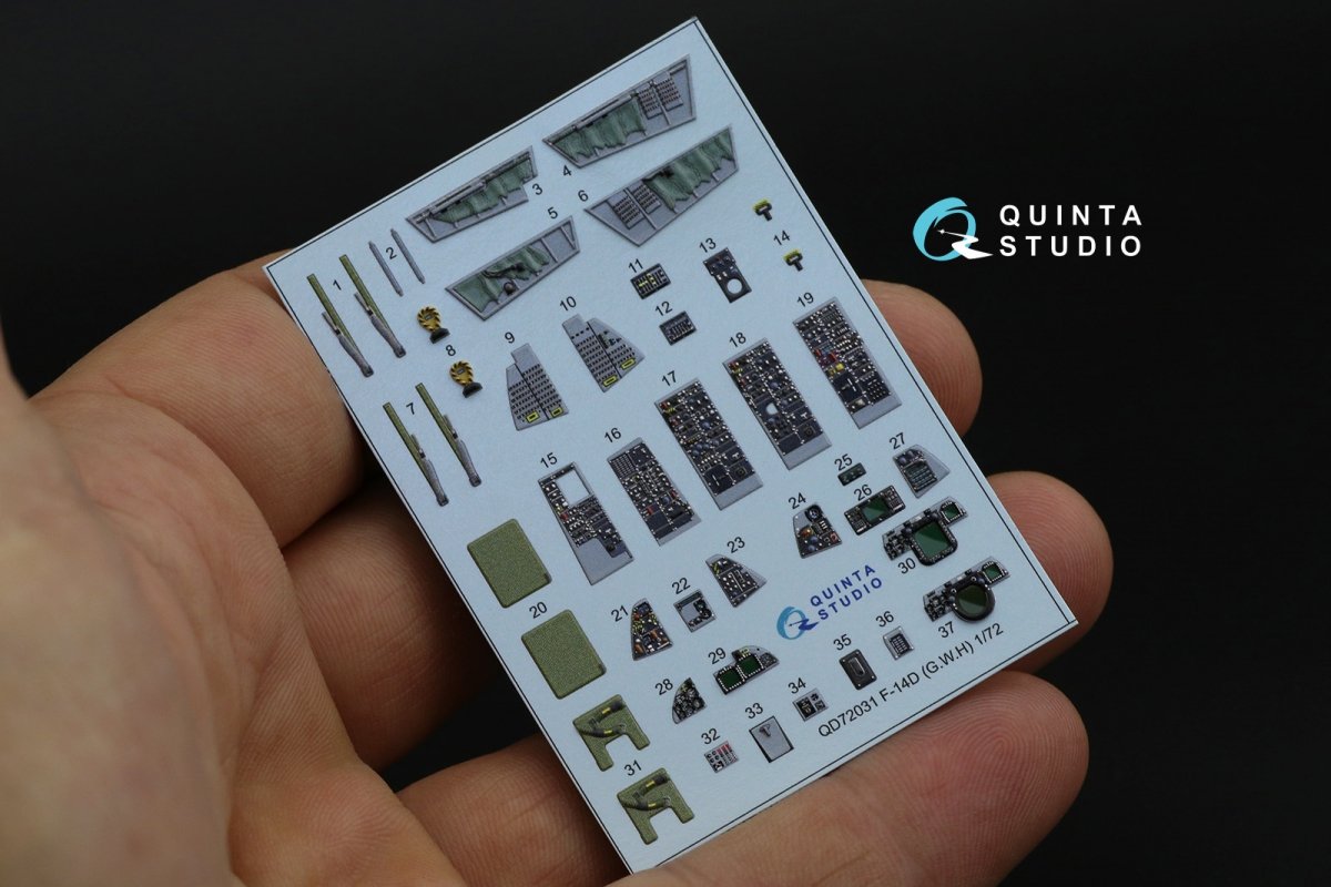 Quinta Studio QD72031 F-14D 3D-Printed &amp;amp; coloured Interior on decal paper (GWH) 1/72 – zdjęcie 3