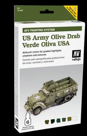 Vallejo 78402 Système de peinture pour véhicules blindés de combat US Army Olive Drab 6 x 8 ml