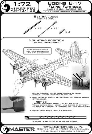 Master AM-72-125 Boeing B-17 Flying Fortress Machine gun barrels set 1/72 – zdjęcie 4