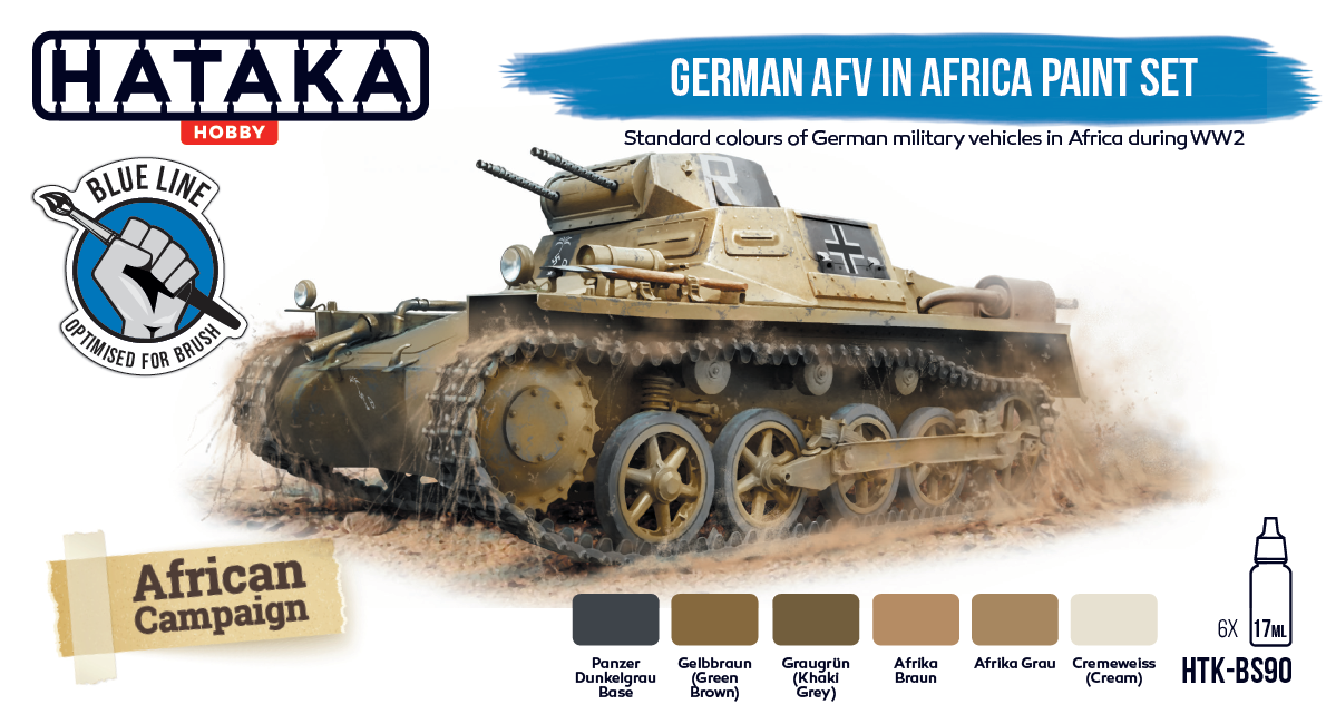 Hataka HTK-BS90 BLUE LINE – Set de peinture pour véhicules blindés allemands en Afrique (6 x 17 ml) – image 2