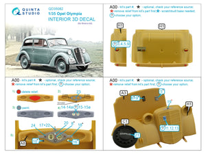 Quinta Studio QD35082 1937 Opel Olympia 3D-Printed &amp;amp; coloured Interior on decal paper (Bronco) 1/35 – immagine 2