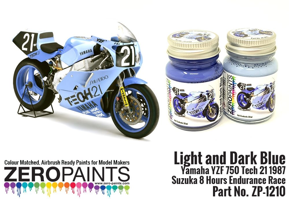 Zero Paints ZP-1210 Light and Dark Blue Yamaha YZF 750 Tech 21 Paint Set 2x30ml – immagine 3