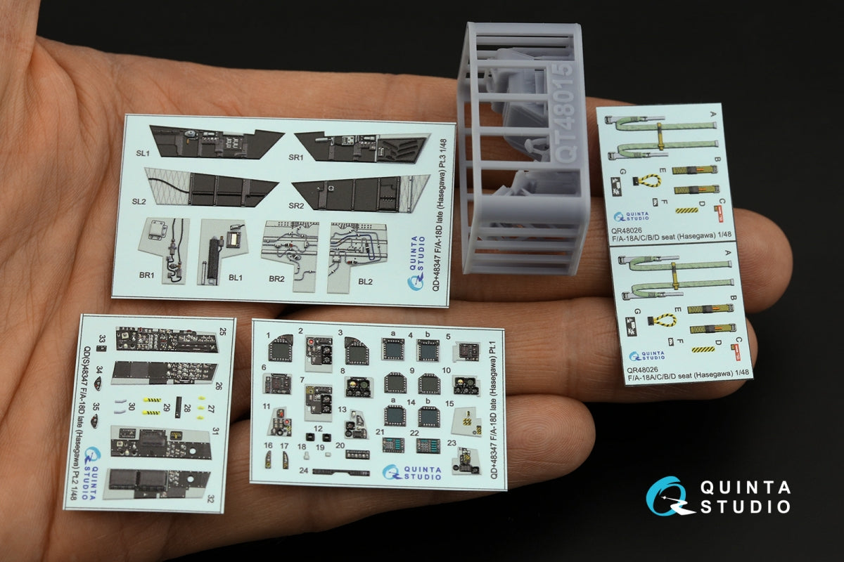 Quinta Studio QD+48347 FA-18D late 3D-Printed coloured Interior on decal paper (Hasegawa) (with 3D-printed resin parts) 1/48 – Bild 3