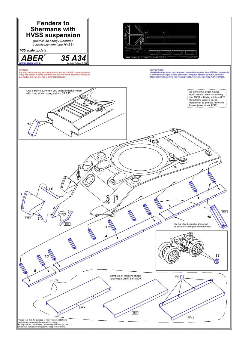 Aber 35A034 Garde-boues pour tracteur avec suspension HVSS (1/35) – image 4