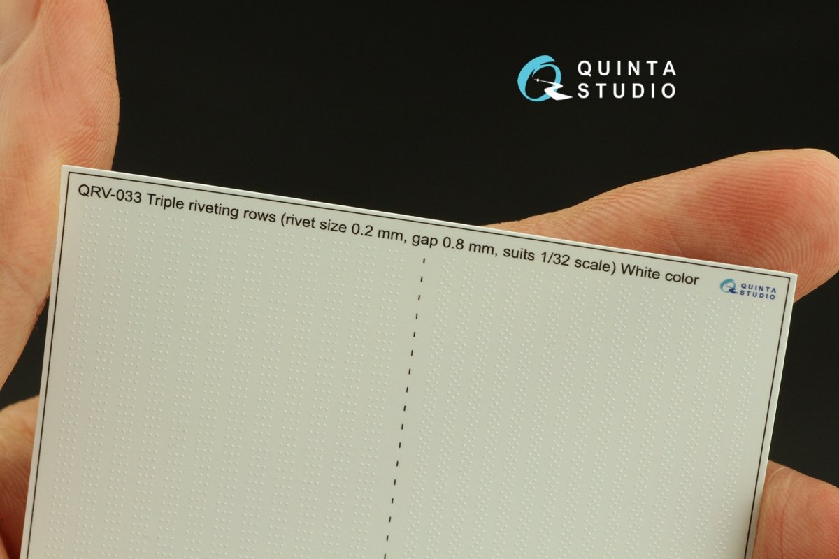 Quinta Studio QRV-033 Triple riveting rows (rivet size 0.20 mm, gap 0.8 mm, suits 1/32 scale), White color, total length 3,7 m/12 ft – immagine 3