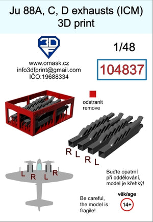 Omask 104837 Ju 88 A/C/D échappement impression 3D (pour ICM) 1/48 – image 2