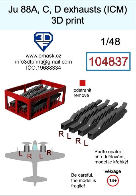 Omask 104837 Ju 88 A/C/D échappement impression 3D (pour ICM) 1/48 – image 2