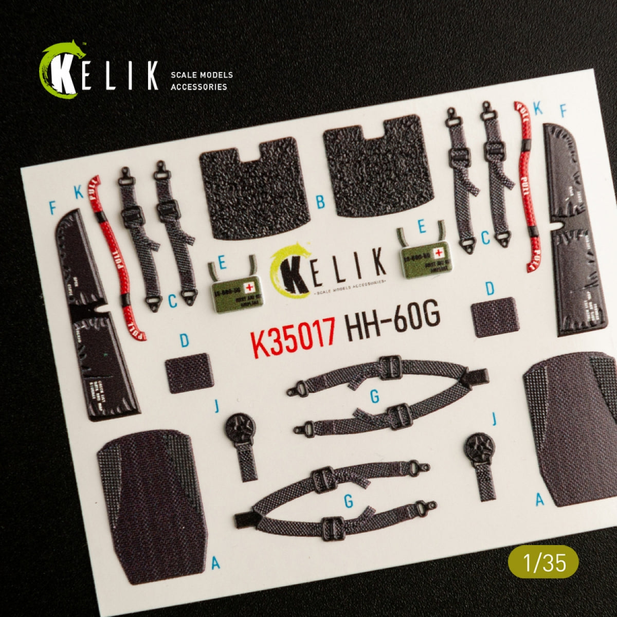 KELIK K35017 HH-60G PAVE HAWK DÉCALCOMANIES 3D INTÉRIEURES POUR MAQUETTE KITTY HAWK 1/35  – image 4