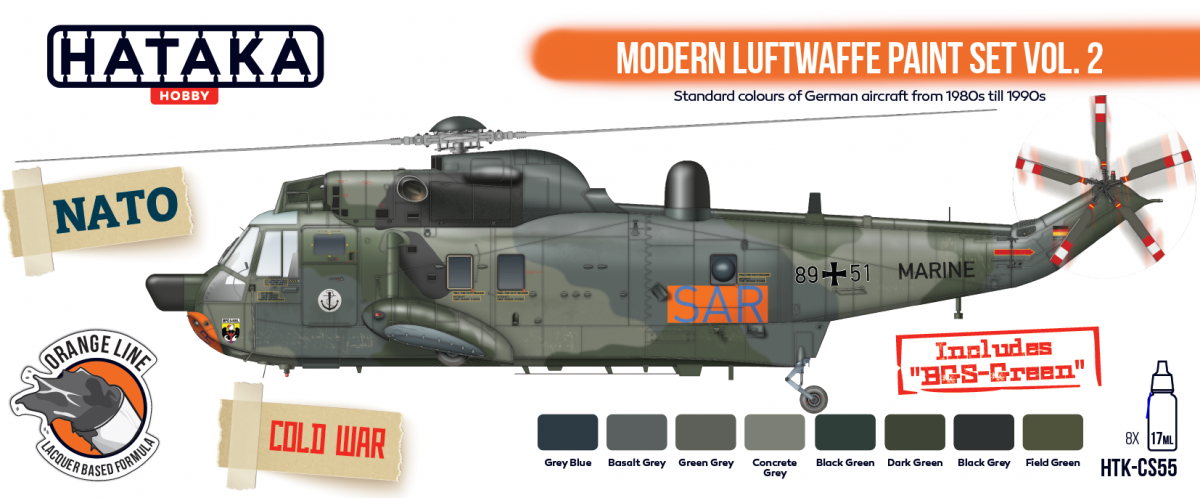 Hataka HTK-CS55 ORANGE LINE – Modern Luftwaffe paint set vol. 2 8x17ml – immagine 2