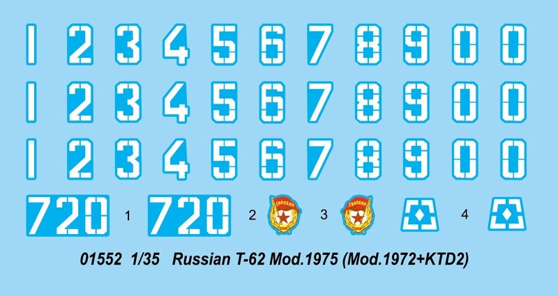 Trumpeter 01552 Russian T-62 Mod.1975 Mod.1972+KTD2 – immagine 2