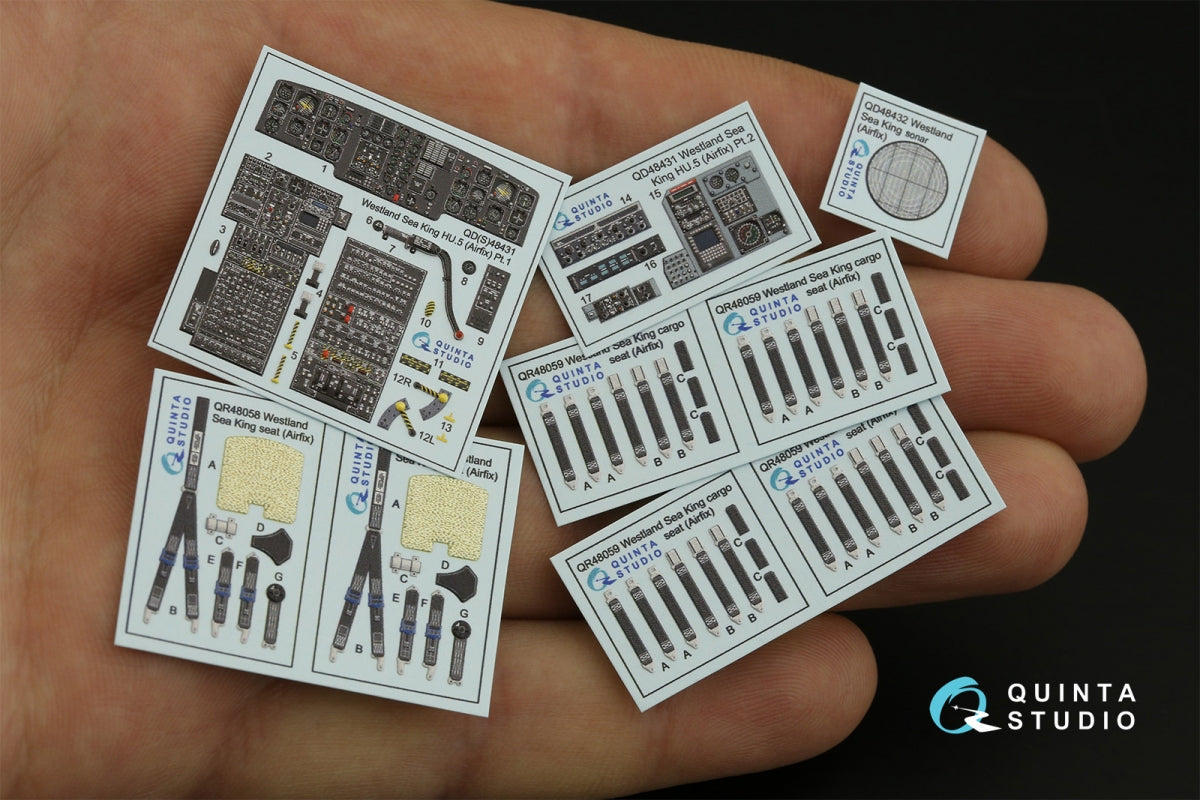 Quinta Studio QD48431 Westland Sea King HU.5 3D-Printed &amp;amp; coloured Interior on decal paper (Airfix) 1/48 – immagine 3