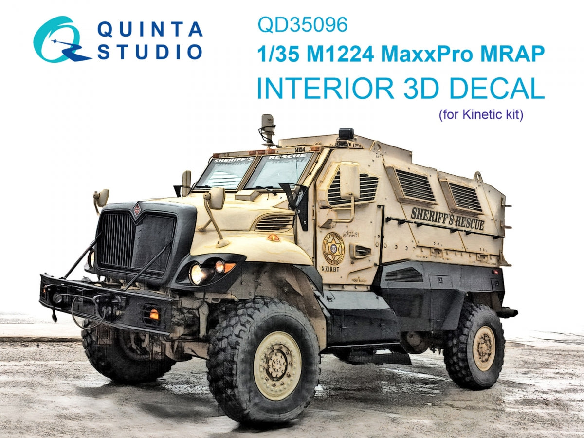 Quinta Studio QD35096 M1224 MaxxPro MRAP 3D-Printed &amp; colored Interior on decal paper (Kinetic) 1/35