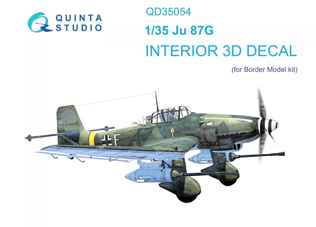 Intérieur imprimé en 3D et coloré sur papier décalcomanie Quinta Studio QD35054 Ju 87G (Border Model) 1/35