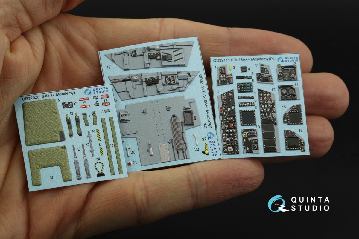 Quinta Studio QD32111 F/A-18A++ 3D-Printed &amp;amp; coloured Interior on decal paper (Academy) 1/32 – immagine 2