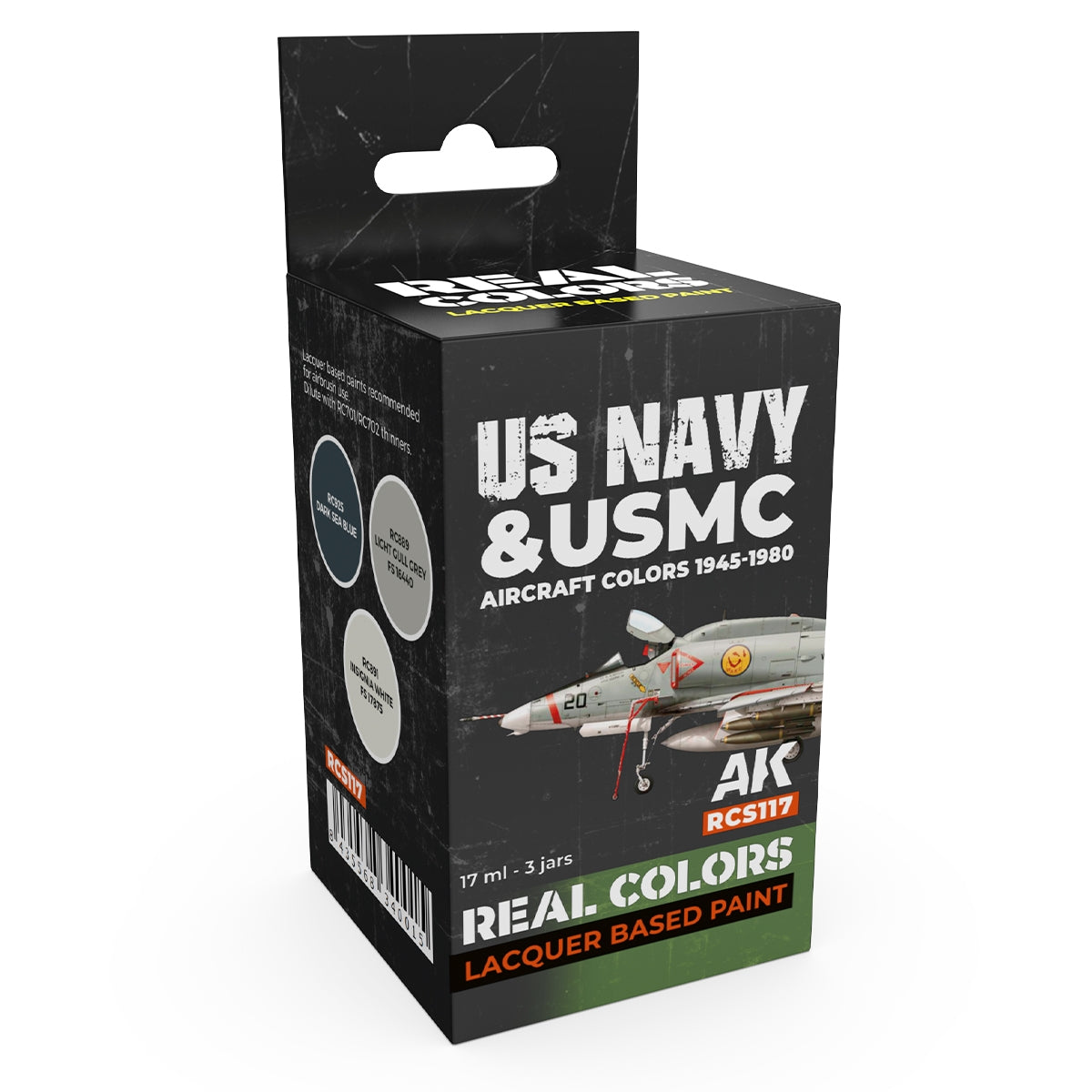 AK Interactive RCS117 Couleurs des avions de l'US Navy et de l'USMC 1945-1980 3 x 17 ml