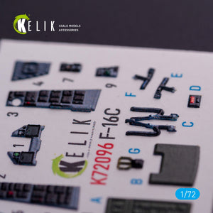 KELIK K72096 F-16C - interior 3D decals for Hasegawa kit 1/72 – imagen 4