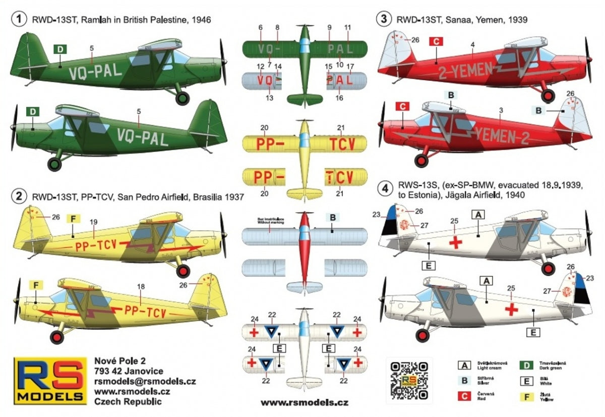 RS Models 92305 RWD-13S/ST "Middle East" Polish Touring Plane 1/72