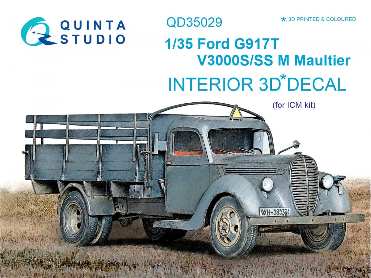 Quinta Studio QD35029 Ford G917T / v3000s 3D-Printed &amp;amp; coloured Interior on decal paper (for ICM kit) 1/35