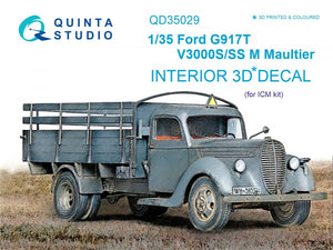 Quinta Studio QD35029 Ford G917T / v3000s 3D-Printed &amp;amp; coloured Interior on decal paper (for ICM kit) 1/35
