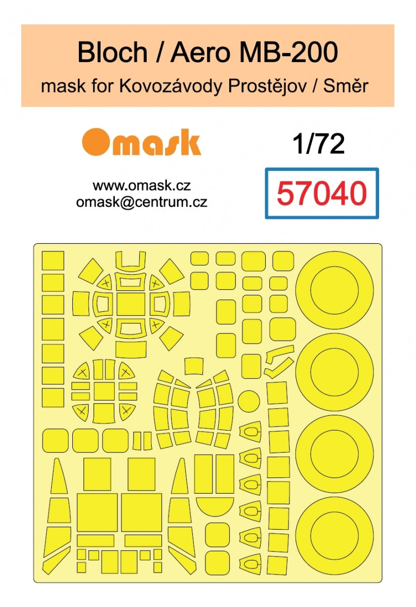 Masque Omask 57040 Bloch / Aero MB-200 (pour Kovozavody Prostejov / Smer) 1/72