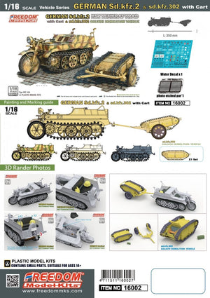 Freedom 16002 ALLEMAND SD.KFZ.2 KETTENKRAFTRAD &amp;amp; SD.KFZ.302 VÉHICULE DE DÉMOLITION GOLIATH 1/16 – image 2