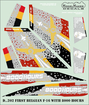 Décalcomanies ModelMaker D48202 Premier F-16 belge avec 8000 heures de vol 1/48 – image 3