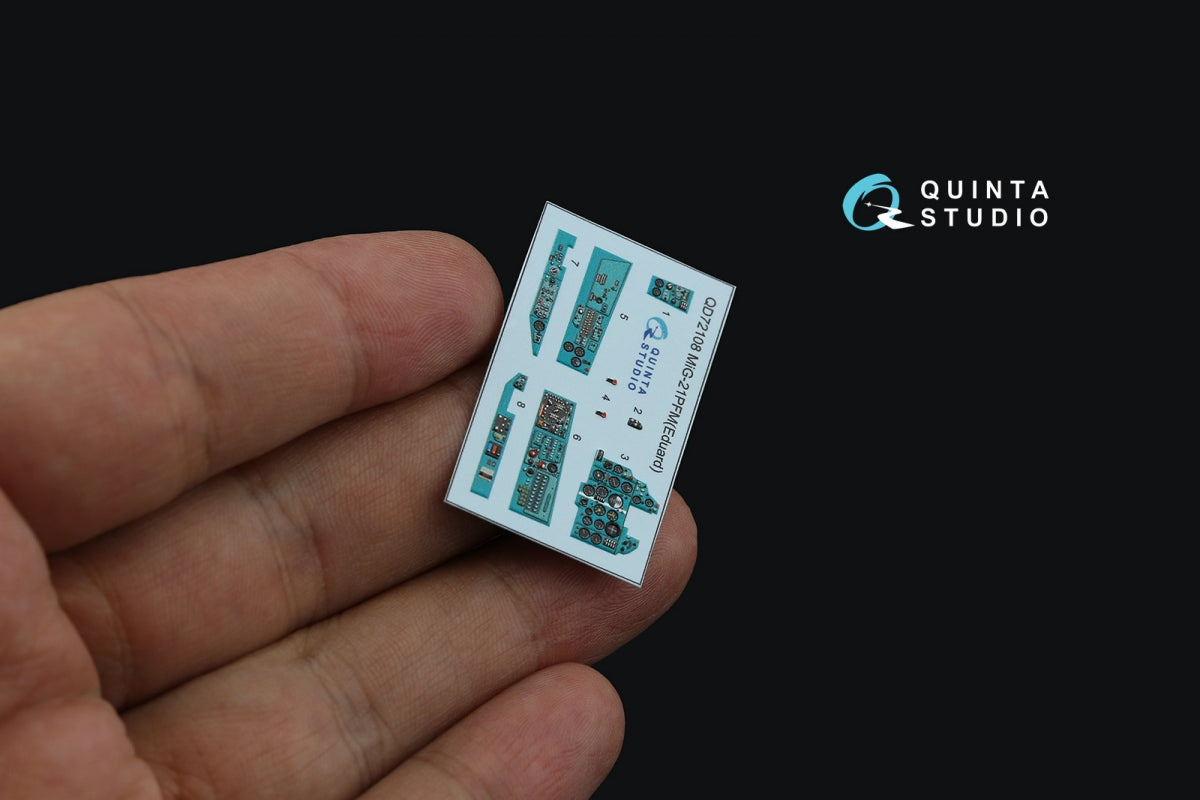 Quinta Studio QD72108 MiG-21PFM Emerald panels 3D-Printed &amp;amp; coloured Interior on decal paper (Eduard) 1/72 – imagen 6