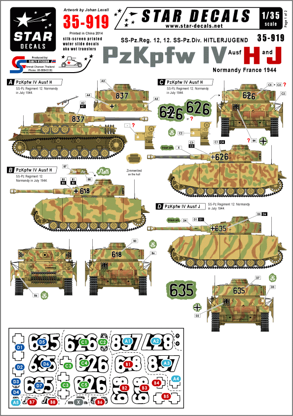 Star Decals 35-919 PzKpfw IV Ausf H et J 1/35