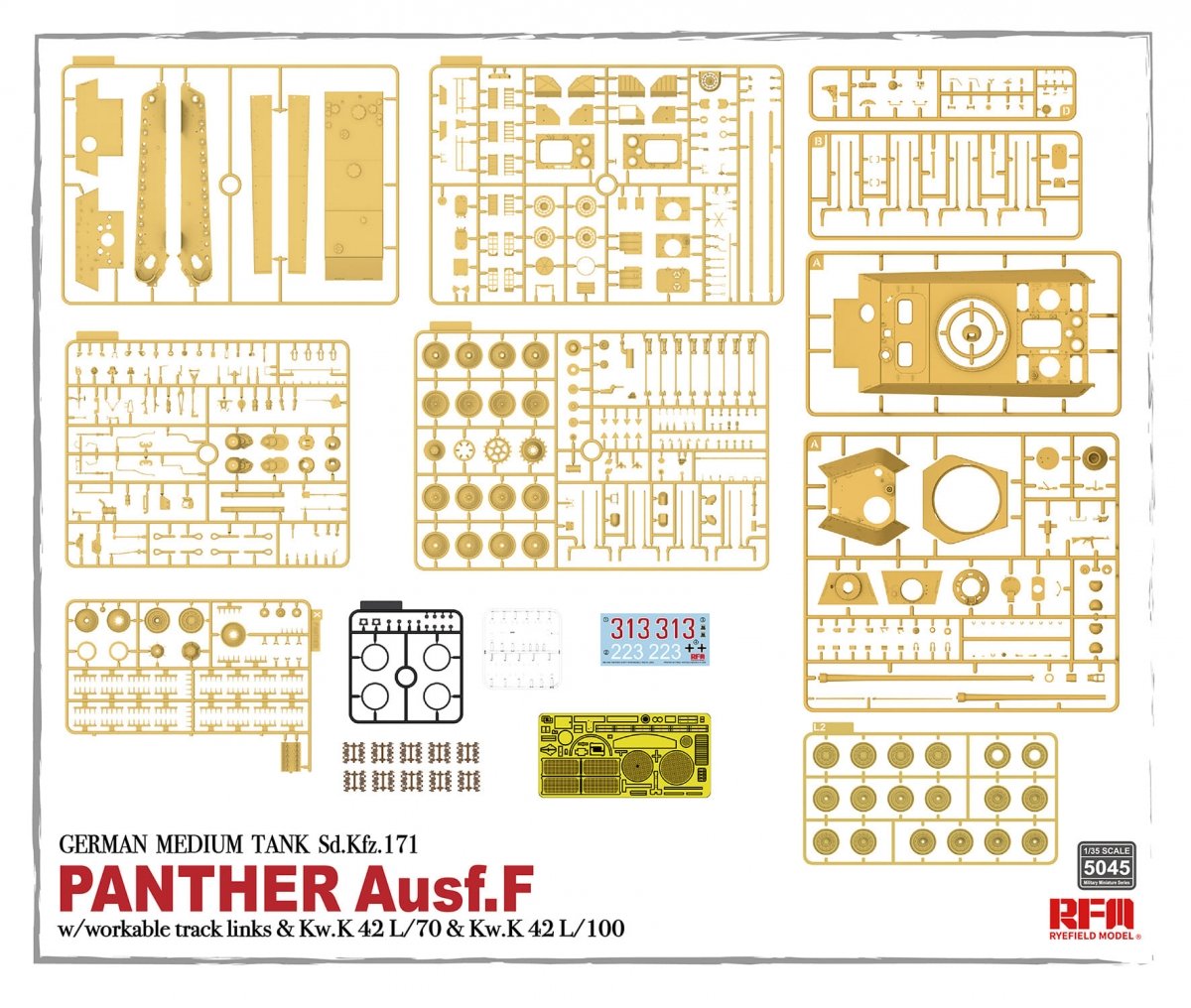 Rye Field Model 5045 German Medium Tank Sd.Kfz.171 Panther Ausf. F w/ workable track 1/35 – image 4