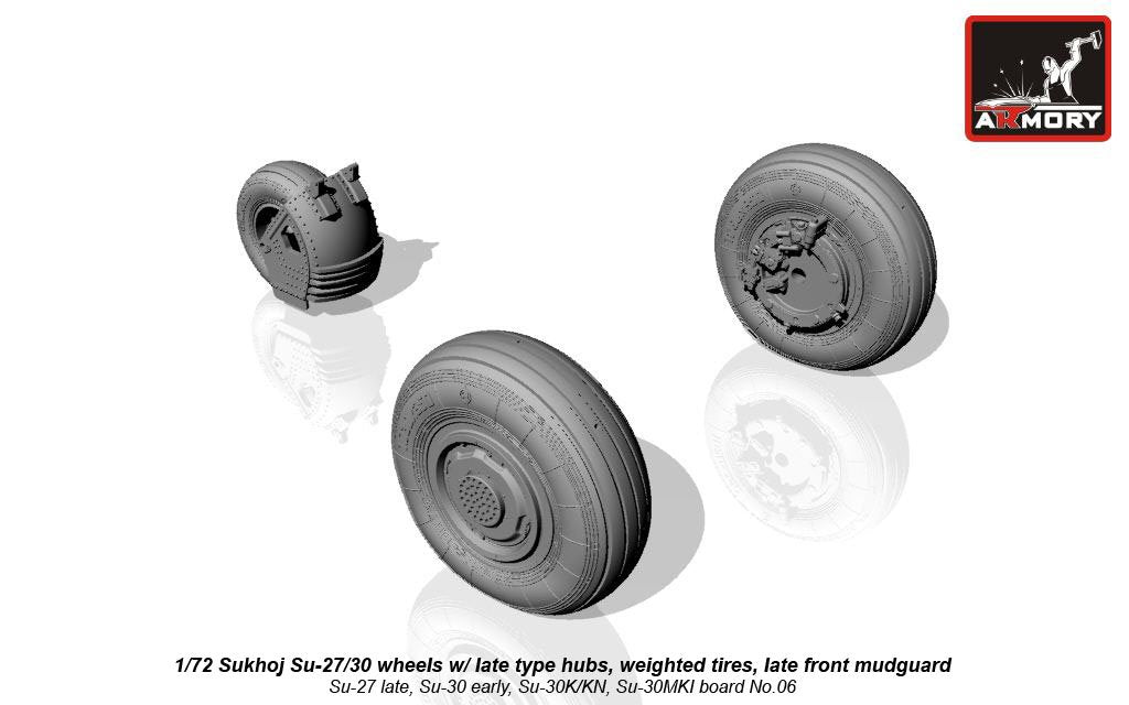 Armory Models AW72033 Sukhoj Su-27/30 Flanker wheels w/ late type hubs, weighted tires, late front mudguard 1/72 – Bild 2