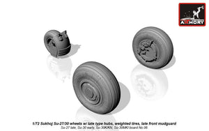 Armory Models AW72033 Sukhoj Su-27/30 Flanker wheels w/ late type hubs, weighted tires, late front mudguard 1/72 – Bild 2