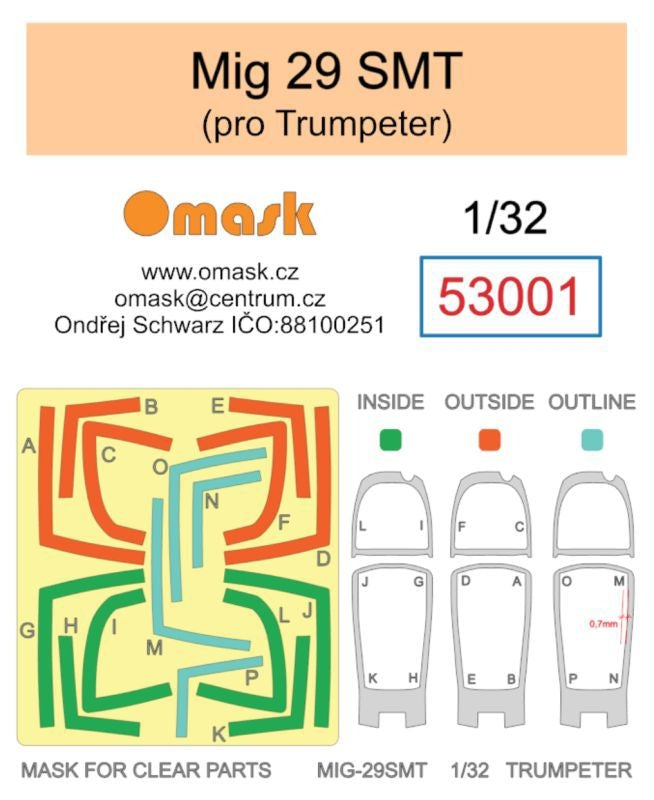 Omask 53001 Mig-29 SMT canopy mask (Trumpeter) 1/32