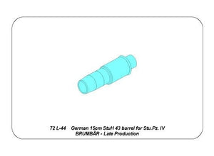 Aber 72L-44 Lufa 15cm StuH 43 do działa pancernrgo Stu.Pz. IV BRUMBAR – późna wersja / German 15cm StuH 43 Barrel for Stu.Pz. IV BRUMBAR – middle/late version 1/72 – immagine 5