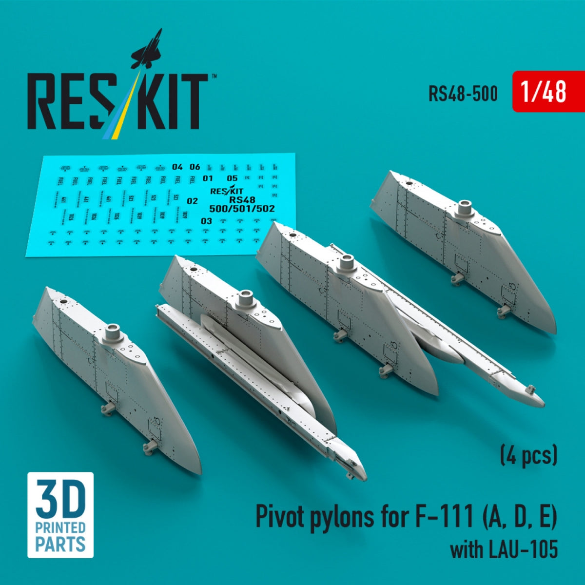 RESKIT RS48-0500 Pivot pylons for F-111 (A, D, E) with LAU-105 (4 pcs) (3D Printed) 1/48 – image 3
