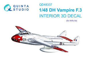 Intérieur coloré imprimé en 3D sur papier décalcomanie Quinta Studio QD48337 DH Vampire F.3 (Airfix) 1/48
