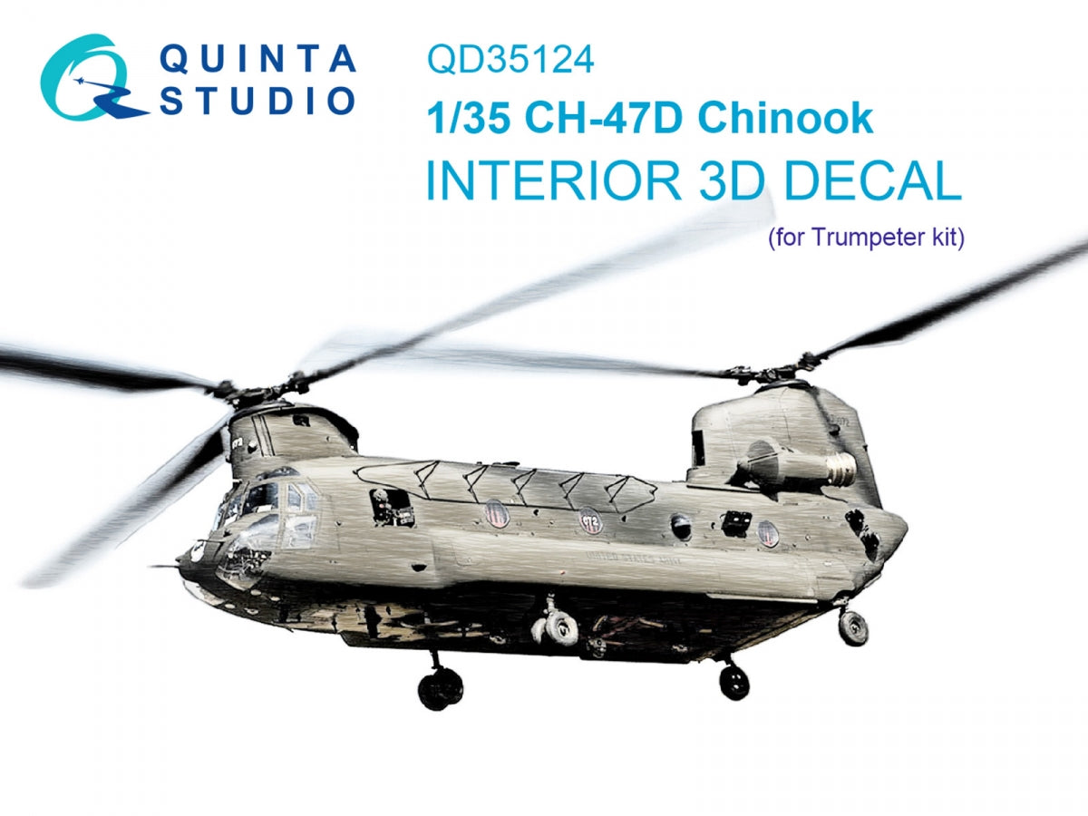 Quinta Studio QD35124 CH-47D 3D-Printed coloured Interior on decal paper (Trumpeter) 1/35