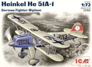 ICM 72193 Heinkel He 51A-1 Biplan de chasse allemand (1/72)