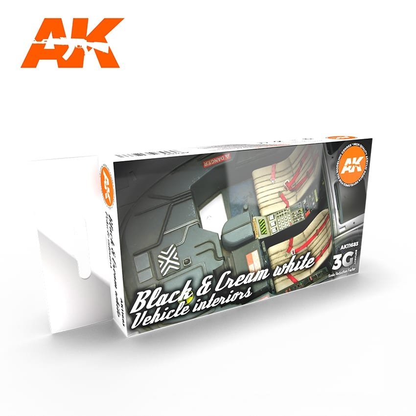 AK Interactive AK11683 3G BLACK &amp;amp; CREAM WHITE VEHICLE INTERIORS 6x17 ml