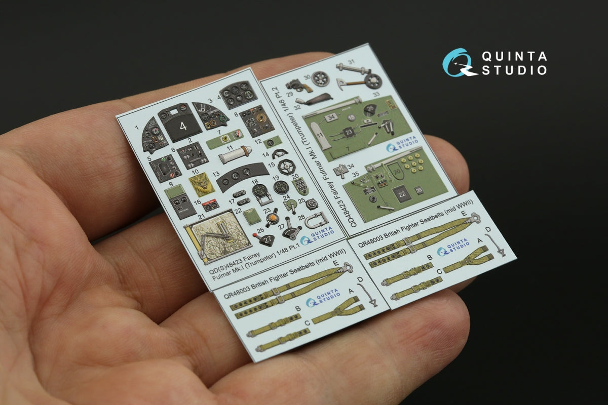 Quinta Studio QD48423 Fairey Fulmar Mk.I 3D-Printed &amp;amp; coloured Interior on decal paper (Trumpeter) 1/48 – immagine 3