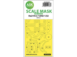 Art Scale Kit M32025 Heinkel He 2019A-7 Uhu One-Sided Express Masks for Revell 1/32
