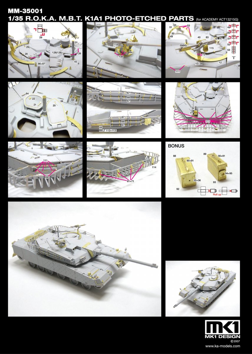 MK1 Design MM-35001 R.O.K.A K1A1 DETAIL-UP ETCHED PARTS 1/35 – Bild 2