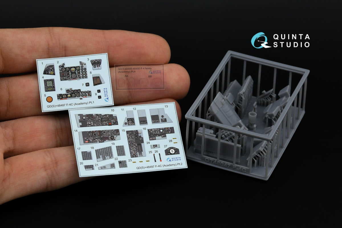 Quinta Studio QDS+48487 F-4C Phantom II 3D-Printed &amp;amp; coloured Interior on decal paper (Academy) (Small version) (with 3D-printed resin parts) 1/48 – immagine 2