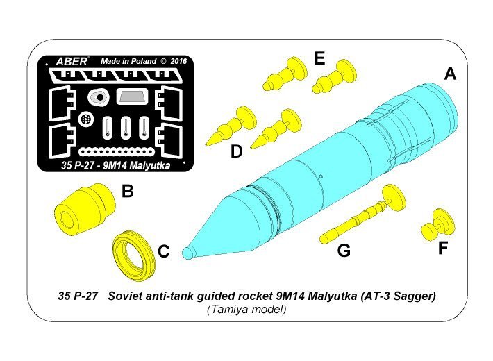 Aber 35P-27 Soviet anti-tank guided rocket 9M14 Malyutka (AT-3 Sagger) – Bild 7