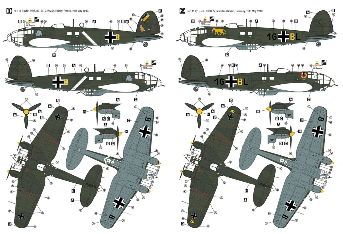 Hobby 2000 72077 Heinkel He 111 P Campagne de l&amp;#39;Ouest 1940 (HASEGAWA + CARTOGRAF + MASQUES + IMPRESSION 3D) 1/72 – image 2